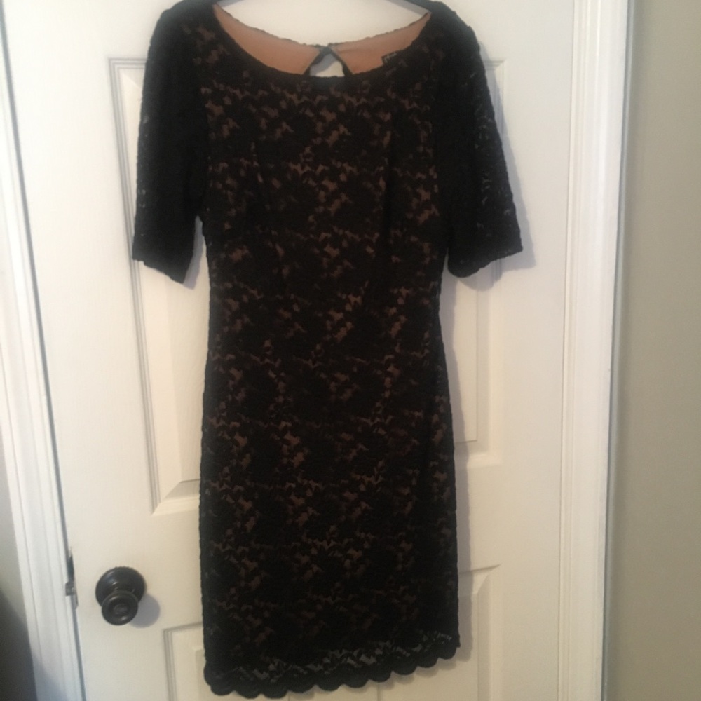Black lace, nude lined, party dress!!